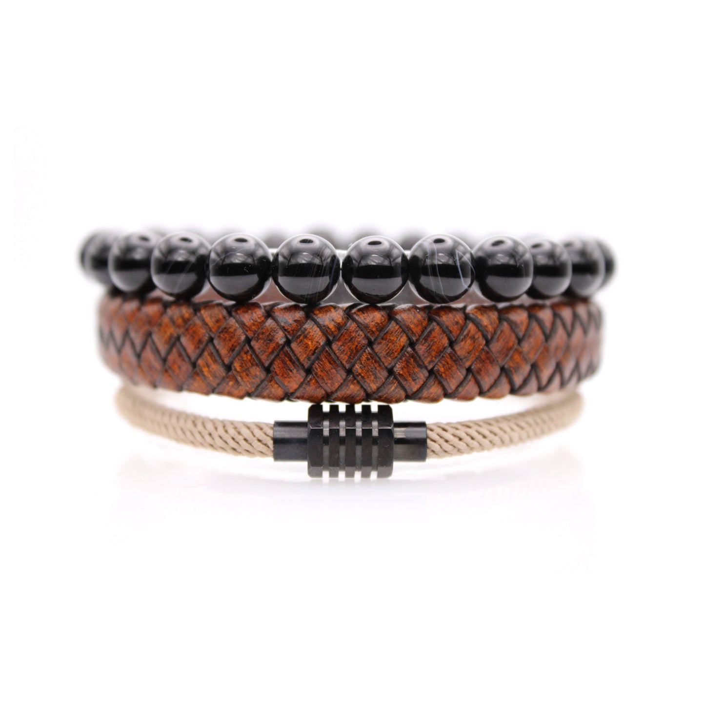 Aged Leather Enigma Folk Bracelet Set for Men