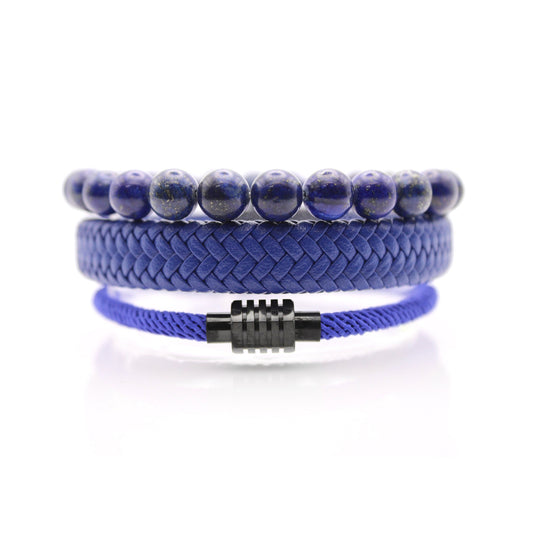 Azure Enigma Folk Bracelet Set for Men