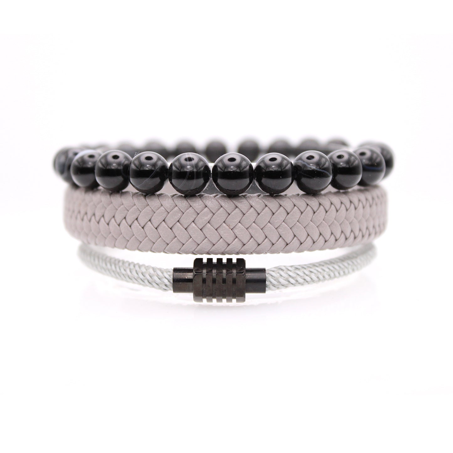 Gray Elegance Folk Bracelet Set for Men